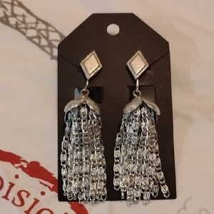 Vintage Sarah Coventry Costume Jewelry Silver Tassel Earrings